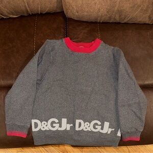 Boys D&G sweatshirt. Grey with red trim. Size 8  gently worn. Immaculate